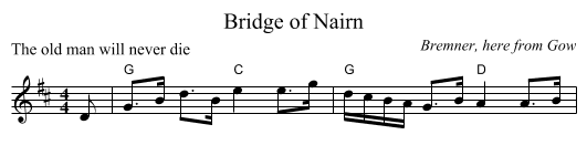 Bridge of Nairn - staff notation