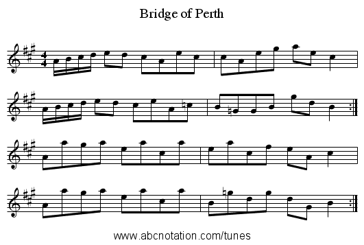 Bridge of Perth - staff notation