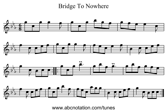 Bridge To Nowhere - staff notation