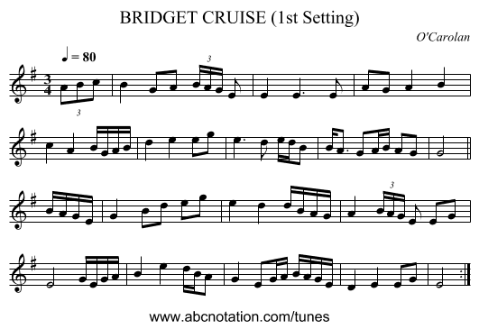 BRIDGET CRUISE (1st Setting) - staff notation
