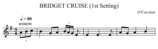 BRIDGET CRUISE (1st Setting) - staff notation