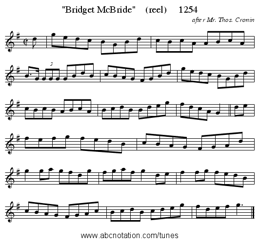 Bridget McBride (reel) 1254 - staff notation