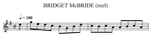 BRIDGET McBRIDE (reel) - staff notation