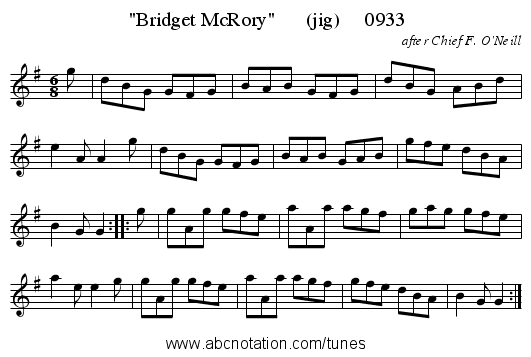 Bridget McRory (jig) 0933 - staff notation