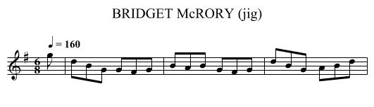 BRIDGET McRORY (jig) - staff notation