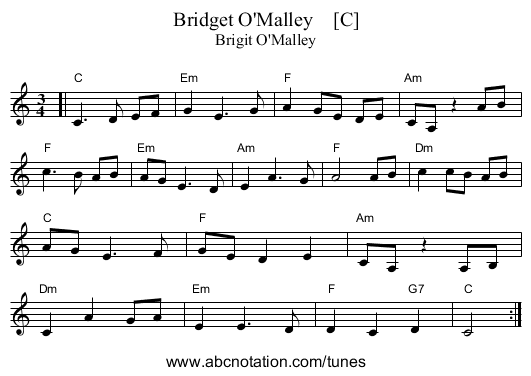 Bridget O'Malley    [C] - staff notation