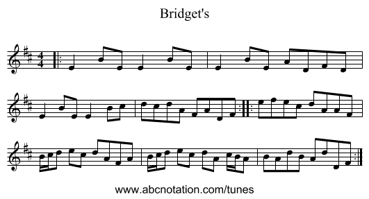 Bridget's - staff notation