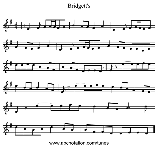 Bridgett's - staff notation