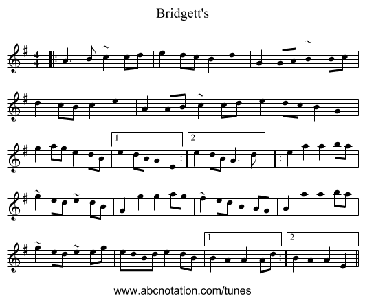 Bridgett's - staff notation