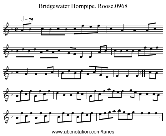 Bridgewater Hornpipe. Roose.0968 - staff notation