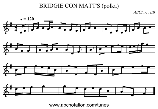 BRIDGIE CON MATT'S (polka) - staff notation