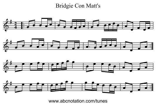 Bridgie Con Matt's - staff notation