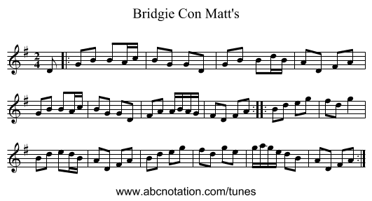 Bridgie Con Matt's - staff notation