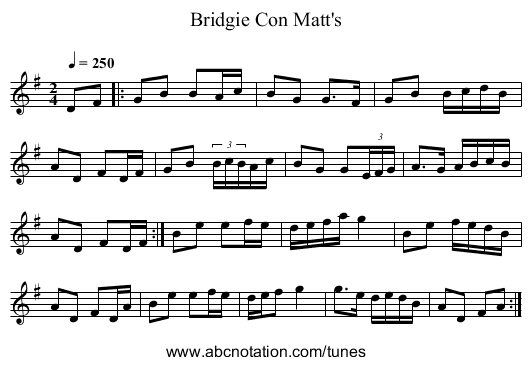 Bridgie Con Matt's - staff notation