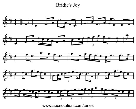Bridie's Joy - staff notation