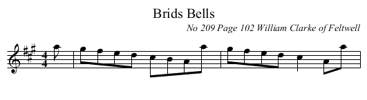 Brids Bells - staff notation
