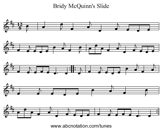 Bridy McQuinn's Slide - staff notation