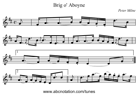 Brig o' Aboyne - staff notation