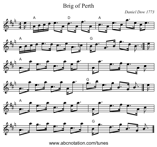 Brig of Perth - staff notation