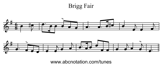 Brigg Fair - staff notation
