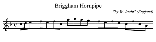Briggham Hornpipe - staff notation