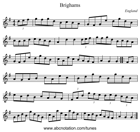 Brighams - staff notation