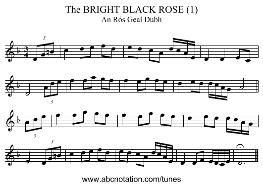 BRIGHT BLACK ROSE (1), The - staff notation