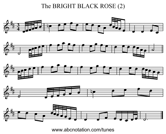 BRIGHT BLACK ROSE (2), The - staff notation