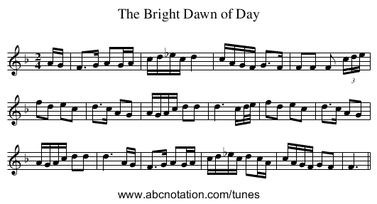 Bright Dawn of Day, The - staff notation
