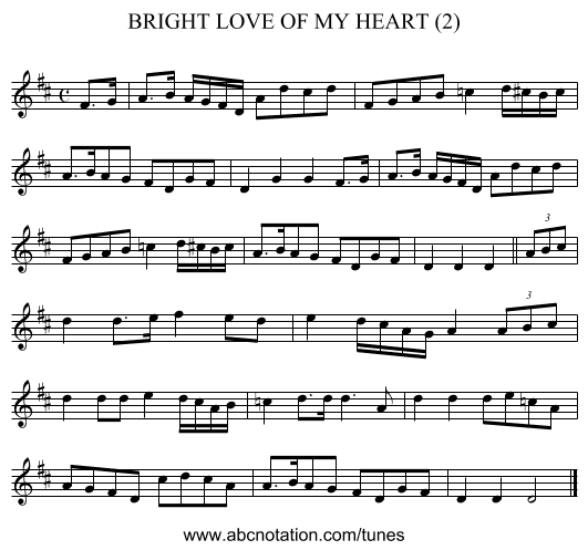 BRIGHT LOVE OF MY HEART (2) - staff notation