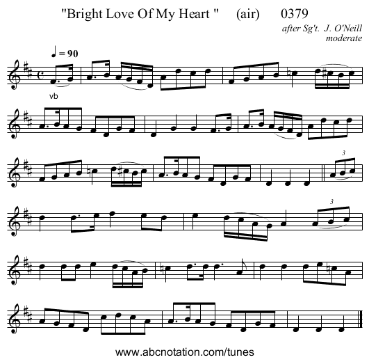 Bright Love Of My Heart (air) 0379 - staff notation