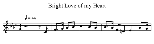 Bright Love of my Heart - staff notation