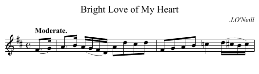 Bright Love of My Heart - staff notation