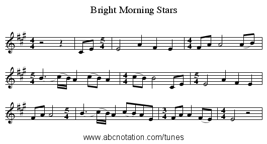 Bright Morning Stars - staff notation