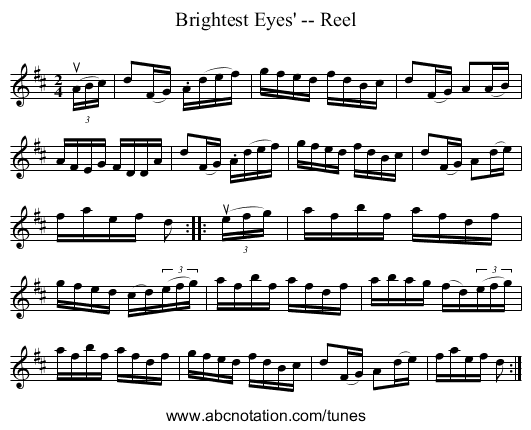Brightest Eyes' -- Reel - staff notation