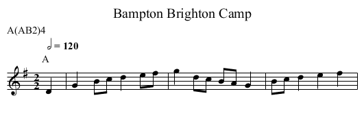 Brighton Camp, Bampton - staff notation