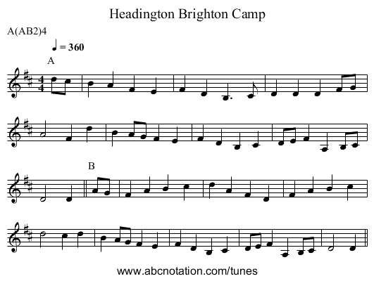 Brighton Camp, Headington - staff notation