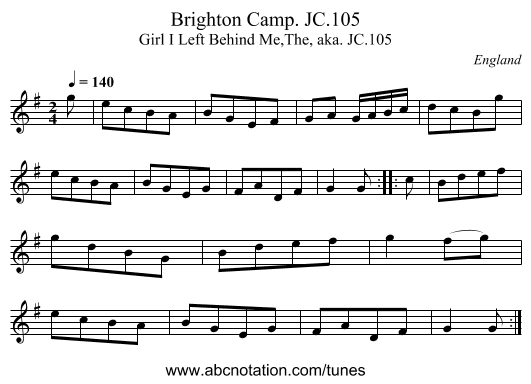 Brighton Camp. JC.105 - staff notation