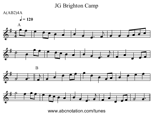 Brighton Camp, JG - staff notation