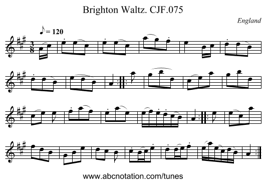 Brighton Waltz. CJF.075 - staff notation