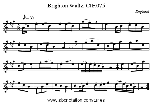 Brighton Waltz. CJF.075 - staff notation