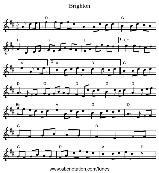 Brighton - staff notation