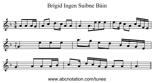 Brígid Ingen Suibne Báin - staff notation