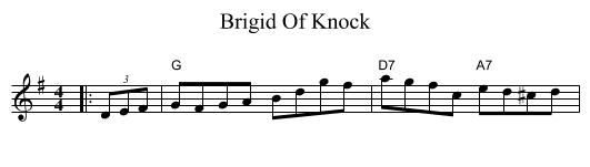 Brigid Of Knock - staff notation