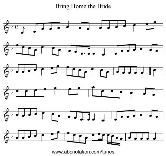 Bring Home the Bride - staff notation