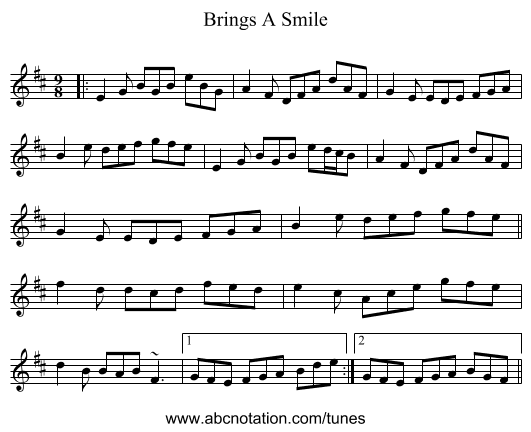 Brings A Smile - staff notation
