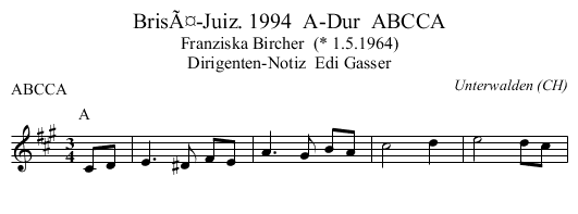 BrisÃ¤-Juiz. 1994  A-Dur  ABCCA - staff notation