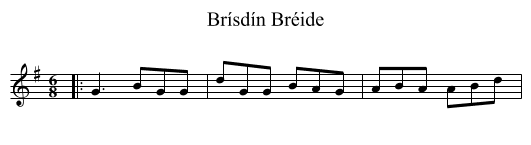 Brísdín Bréide - staff notation