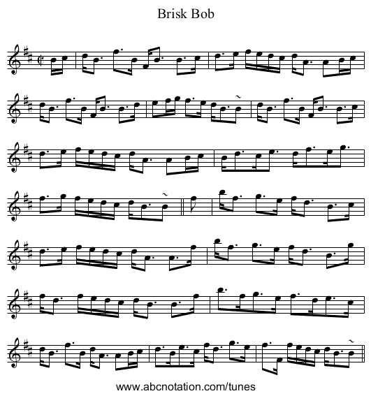 Brisk Bob - staff notation