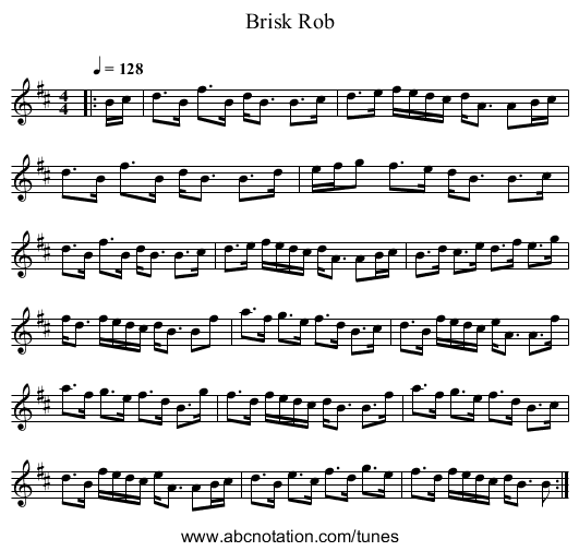 Brisk Rob - staff notation